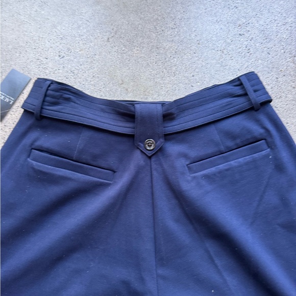 Lauren Ralph Lauren Cropped Pleated Wide Leg Trousers  Sz Large With Belt NAVY - Picture 10 of 14
